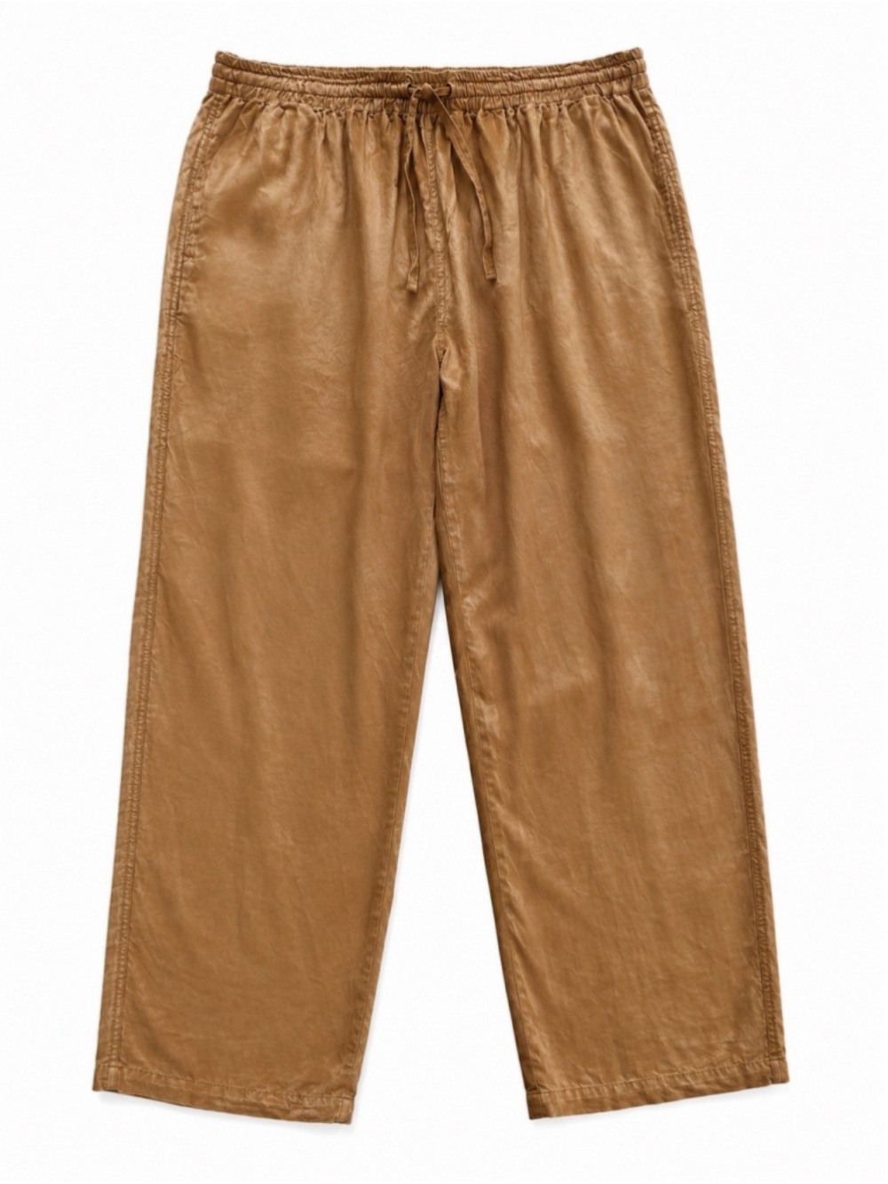 VTG 100% Silk Bronze Brown Pull-On Pants Size M – Relaxed Straight Leg